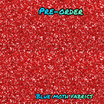 PRE-ORDER. Red glitter effect fabric. By METER - BlueMothFabrics