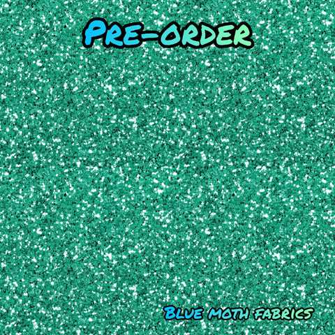 PRE-ORDER. Mermaid green glitter effect fabric. By METER