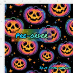 PRE-ORDER. Neon Jack O Lantern fabric. By METER - BlueMothFabrics
