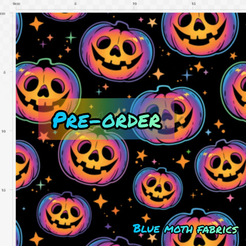 PRE-ORDER. Neon Jack O Lantern fabric. By METER - BlueMothFabrics
