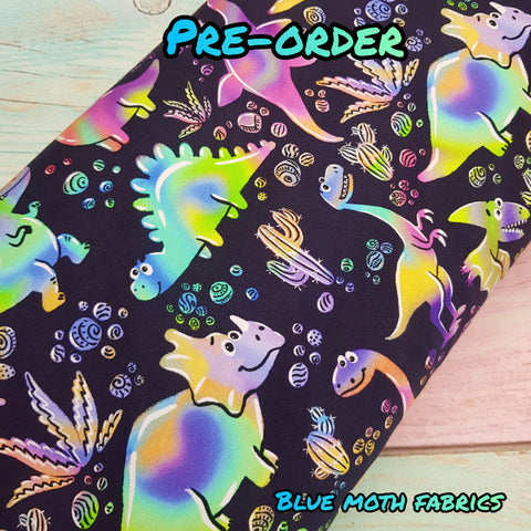 PRE-ORDER. Neon Dinosaurs fabric. By METER