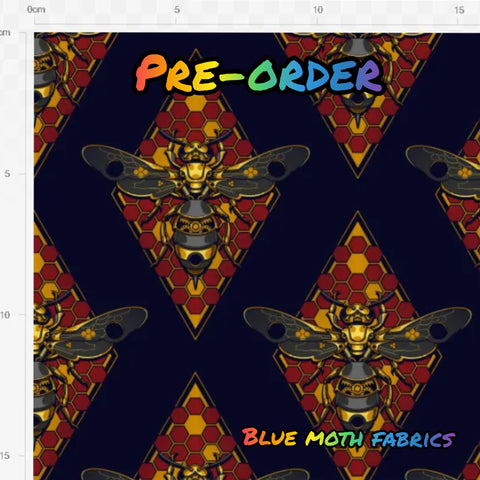 PRE-ORDER. Steampunk Bee fabric. By METER - BlueMothFabrics