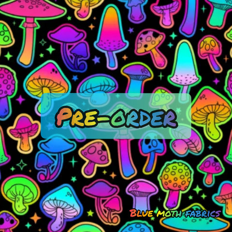 PRE-ORDER. Magic Mushrooms fabric. By METER - BlueMothFabrics
