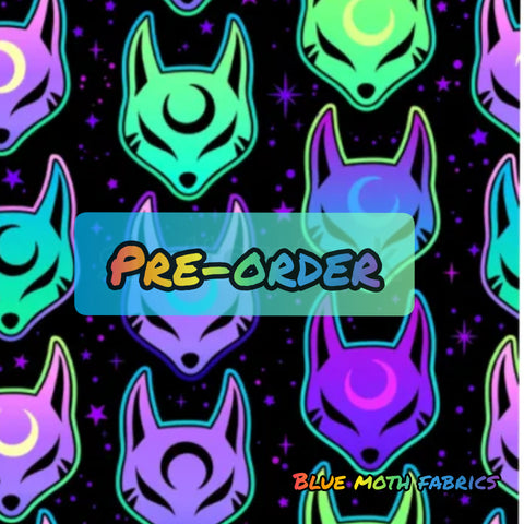 PRE-ORDER. Neon Foxes fabric. By METER - BlueMothFabrics
