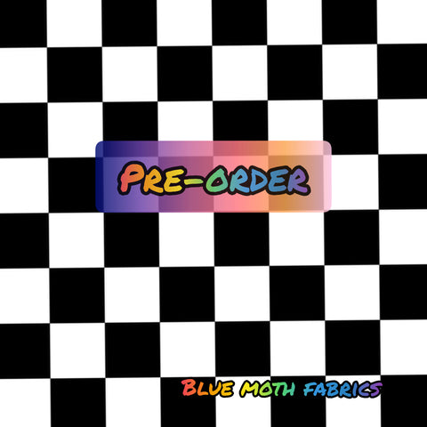 PRE-ORDER. Checker board white fabric. By METER - BlueMothFabrics
