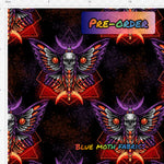 PRE-ORDER. Fire Death Moth fabric. By METER - BlueMothFabrics