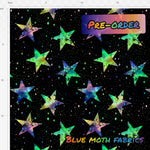PRE-ORDER. Neon Acid Stars fabric. By METER - BlueMothFabrics