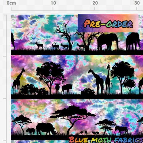 PRE-ORDER. Safari Tie Dye Acid rainbow fabric. By METER - BlueMothFabrics