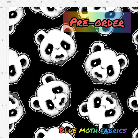 PRE-ORDER. Panda fabric. By METER - BlueMothFabrics