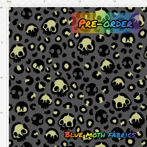 PRE-ORDER. Leopard skull fabric. By METER - BlueMothFabrics