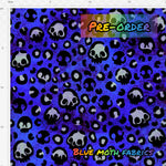 PRE-ORDER. Leopard skull blue fabric. By METER - BlueMothFabrics