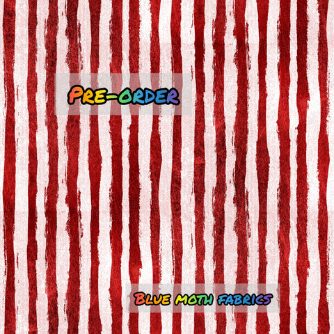 PRE-ORDER. Red stripe coord fabric. By METER - BlueMothFabrics