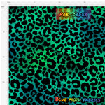 PRE-ORDER. Teal leopard fabric. By METER - BlueMothFabrics