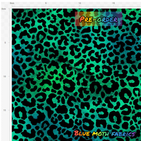 PRE-ORDER. Teal leopard fabric. By METER - BlueMothFabrics