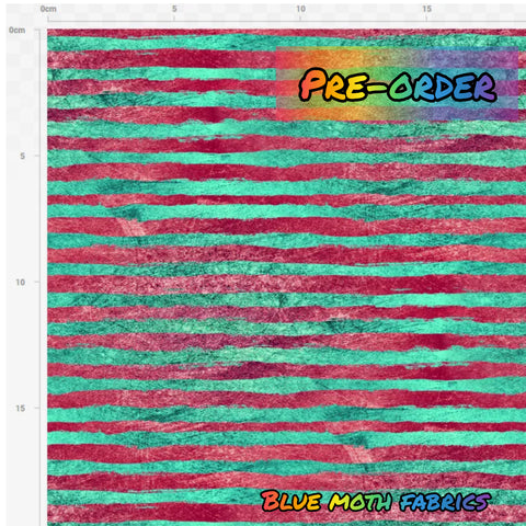 PRE-ORDER. Grunge mint pink stripe fabric. By METER - BlueMothFabrics