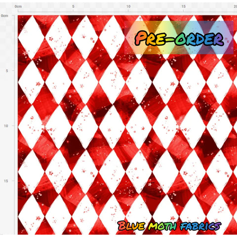PRE-ORDER. Red paint diamonds fabric. By METER - BlueMothFabrics