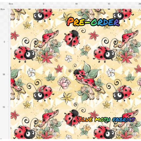 PRE-ORDER. Ladybird yellow fabric. By METER - BlueMothFabrics