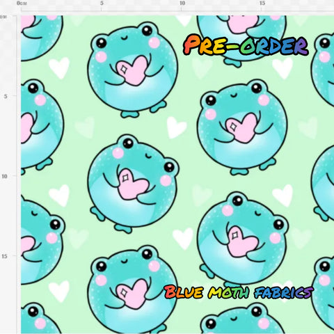 PRE-ORDER. Kawaii frogs fabric. By METER - BlueMothFabrics