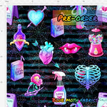 PRE-ORDER. Creepy Valentine spider web stripe fabric. By METER - BlueMothFabrics