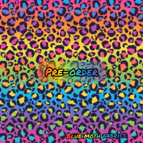 PRE-ORDER. Rainbow leopard fabric. By METER - BlueMothFabrics