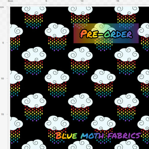 PRE-ORDER. Rainbow Rain fabric. By METER - BlueMothFabrics