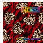 PRE-ORDER. Leopard hearts fabric. By METER - BlueMothFabrics