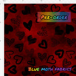 PRE-ORDER. Grunge hearts black fabric. By METER - BlueMothFabrics