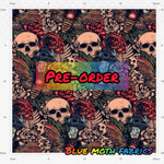 PRE-ORDER. Tattoo skulls fabric. By METER - BlueMothFabrics