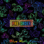 PRE-ORDER. Neon frogs fabric. By METER - BlueMothFabrics
