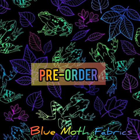 PRE-ORDER. Neon frogs fabric. By METER - BlueMothFabrics