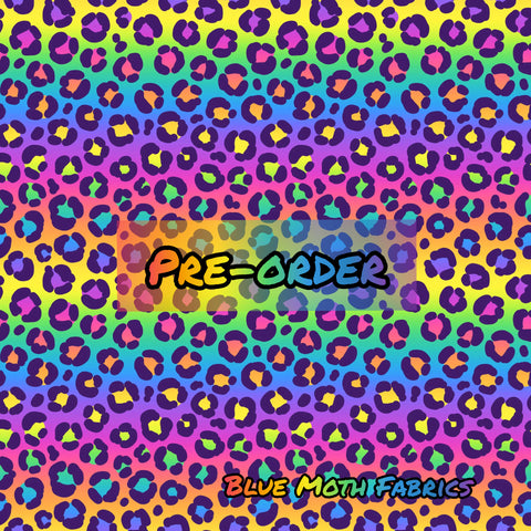 PRE-ORDER. Neon rainbow leopard fabric. By METER