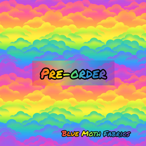 PRE-ORDER. Rainbow clouds fabric. By METER - BlueMothFabrics