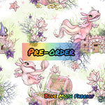 PRE-ORDER. Axolotl 5 fabric. By METER - BlueMothFabrics