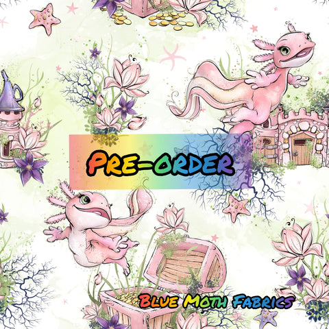 PRE-ORDER. Axolotl 5 fabric. By METER - BlueMothFabrics