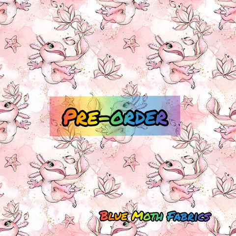 PRE-ORDER. Axolotl 4 fabric. By METER - BlueMothFabrics