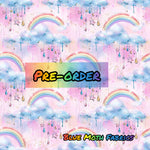 PRE-ORDER. Pink rainbows fabric. By METER - BlueMothFabrics
