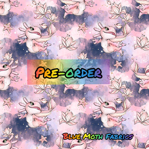 PRE-ORDER. Axolotl fabric. By METER - BlueMothFabrics
