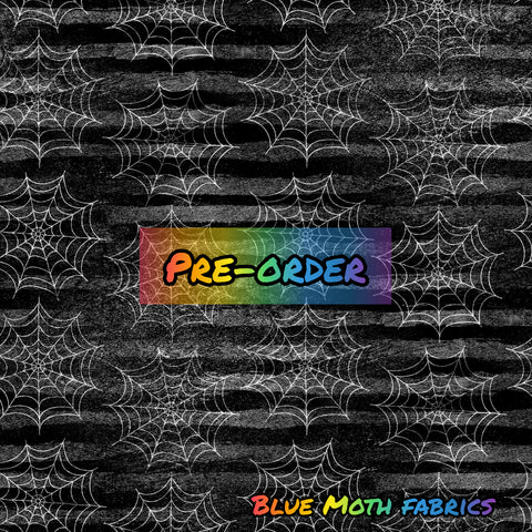 PRE-ORDER. Grey spider web stripe fabric. By METER - BlueMothFabrics