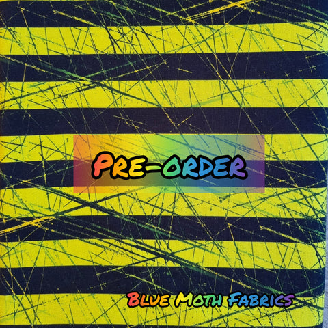 PRE-ORDER. Yellow grunge 1.5cm stripe fabric. By METER - BlueMothFabrics