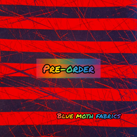PRE-ORDER. Red grunge 1.5cm stripe fabric. By METER - BlueMothFabrics