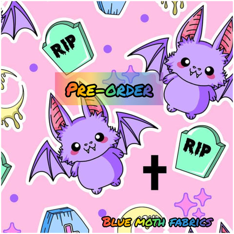 PRE-ORDER. Kawaii Bats fabric. By METER - BlueMothFabrics