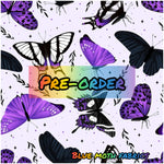 PRE-ORDER. Purple Butterflies fabric. By METER - BlueMothFabrics