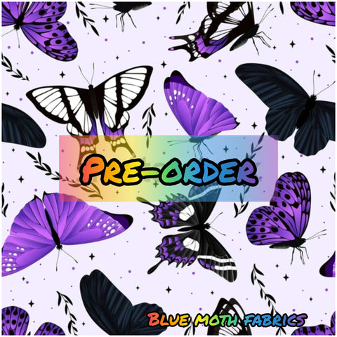PRE-ORDER. Purple Butterflies fabric. By METER - BlueMothFabrics
