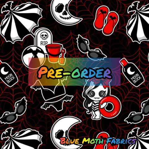 PRE-ORDER. Gothic beach time fabric. By METER - BlueMothFabrics