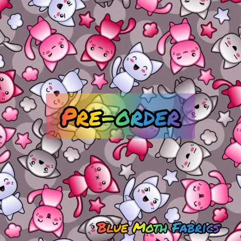 PRE-ORDER. Japan Cats fabric. By METER - BlueMothFabrics