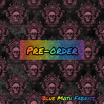PRE-ORDER. Pink skull damask fabric. By METER - BlueMothFabrics