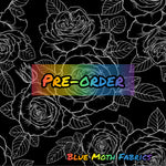 PRE-ORDER. Roses outlines fabric. By METER - BlueMothFabrics