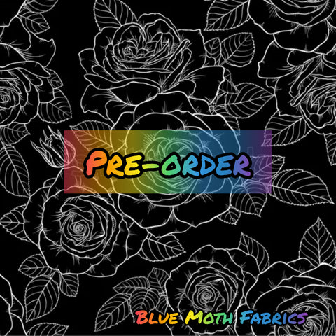 PRE-ORDER. Roses outlines fabric. By METER - BlueMothFabrics