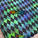 PRE-ORDER. Green diamonds coordinate print fabric. By METER - BlueMothFabrics