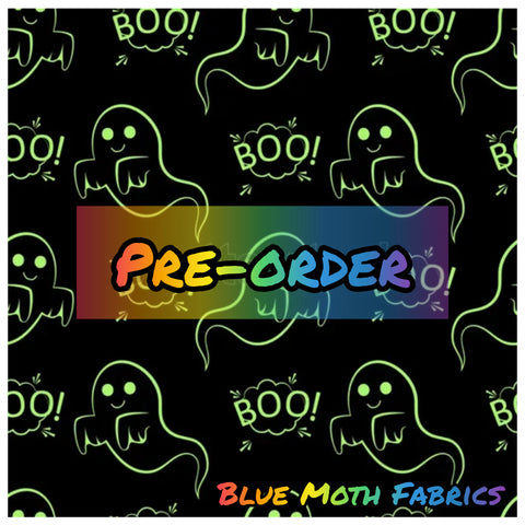 PRE-ORDER. Green Ghosts fabric. By METER - BlueMothFabrics
